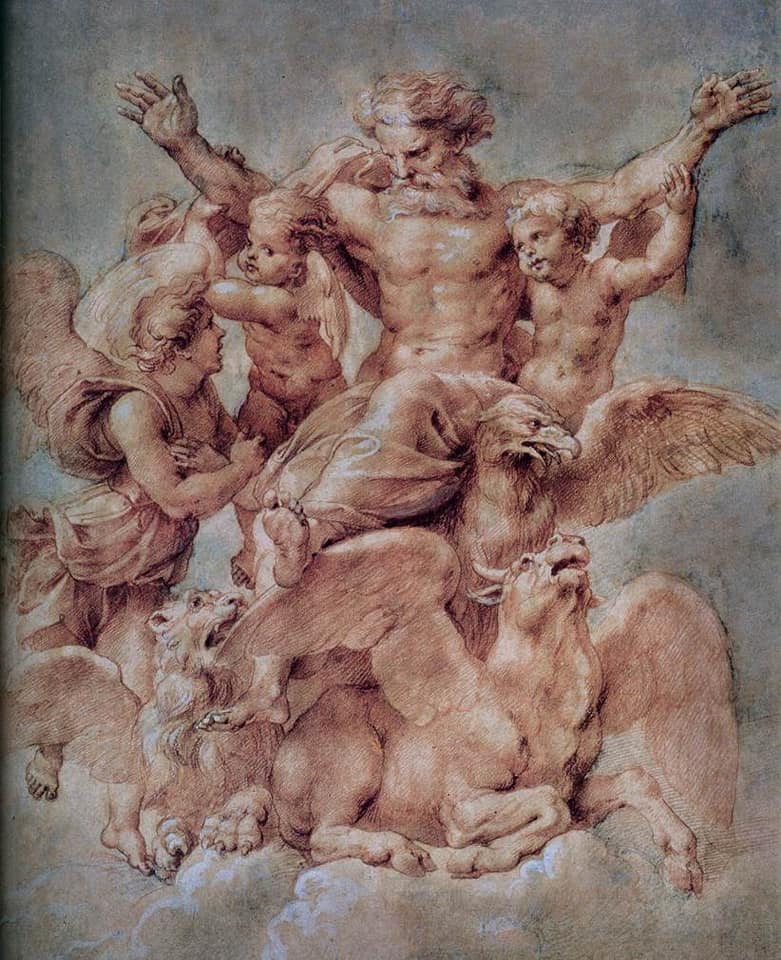 Питер Пауль Рубенс. Бог Отец. Рисунок с картины Рафаэля. 