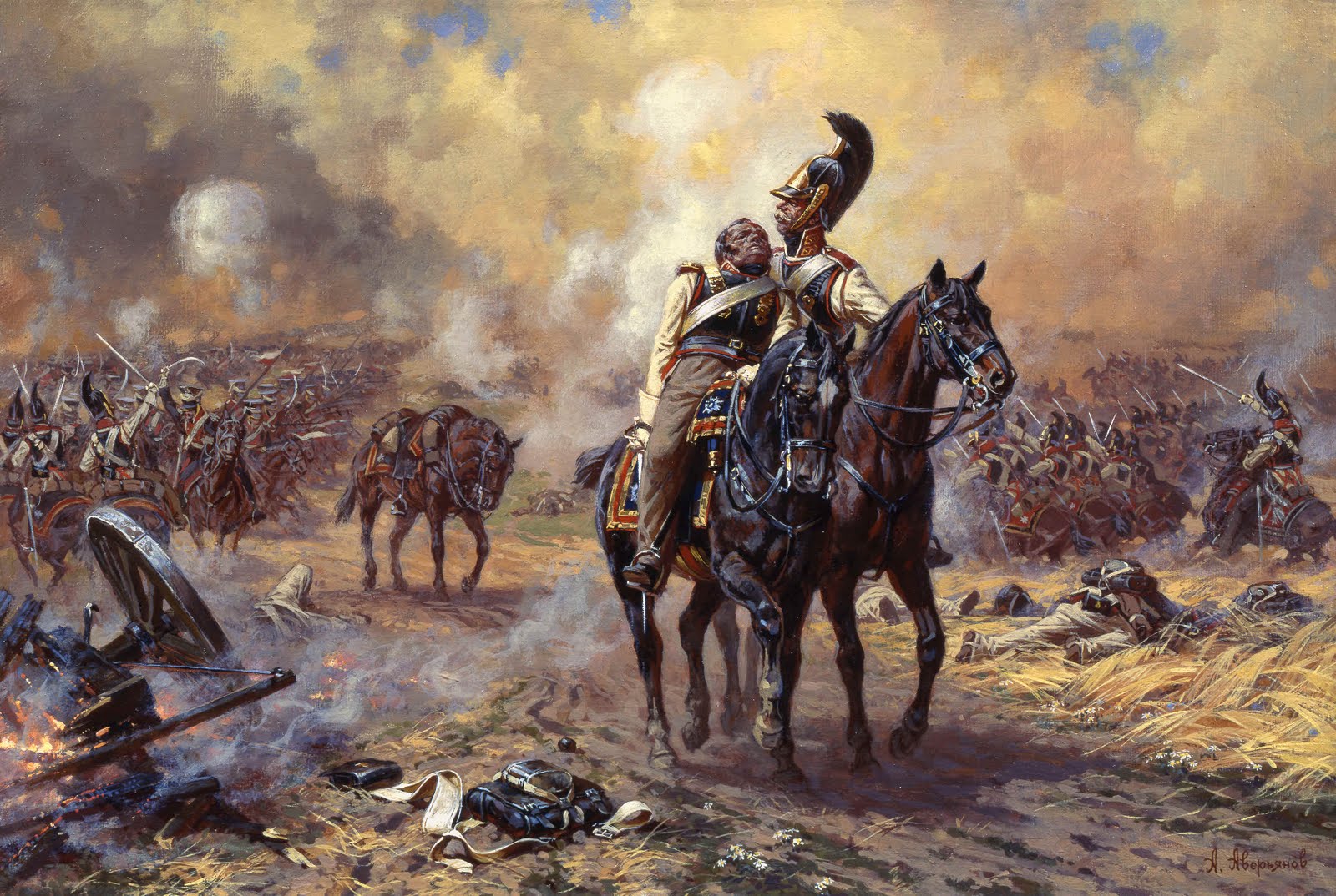 Alexander Averyanov. Battle of Borodino. Russian cuirassiers against Polish uhlans
