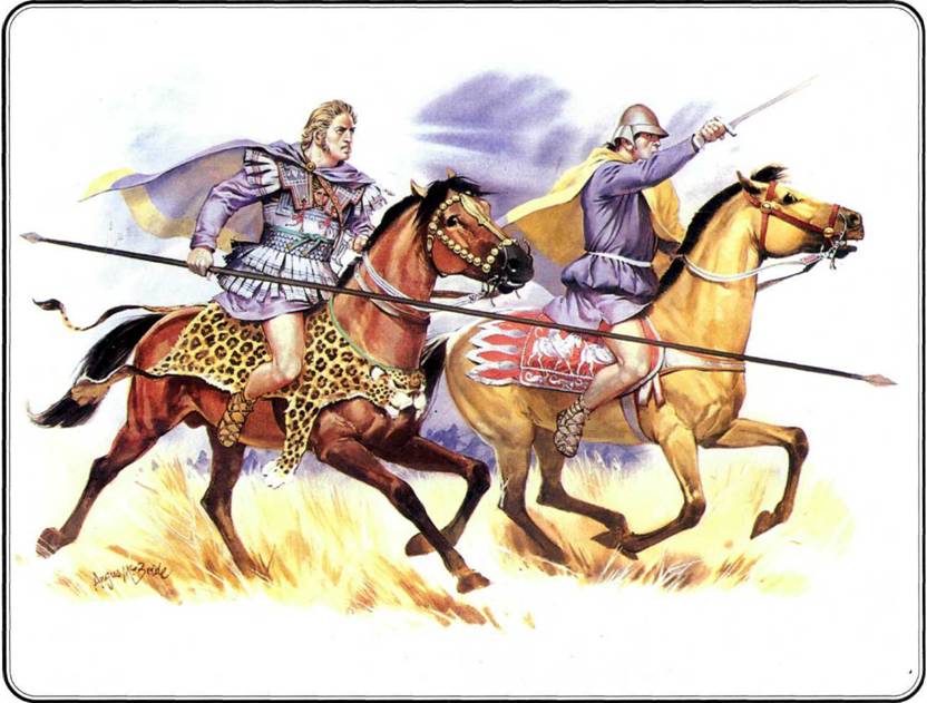 Ангус МакБрайд. Александр в одежде старшего офицера гетайров и всадник конницы гетайров.