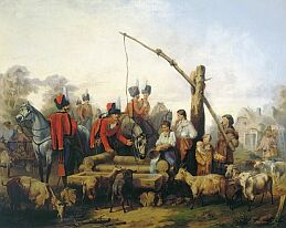Михаил Микешин. Лейб-гусары у водопоя. 1853