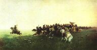 Казаки. Рубо. Атака запорожцев в степи. 1881