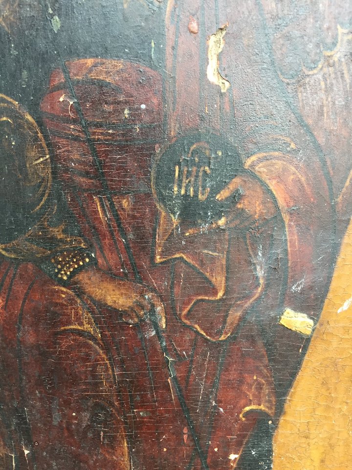 Икона Архангела Михаила из деисусного чина. Каргополье, начало 18 века. Высота 54 см 