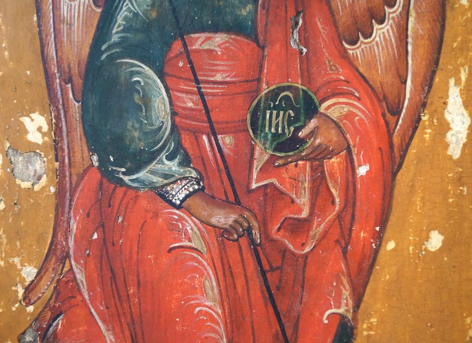 Икона Архангела Михаила из деисусного чина. Каргополье, начало 18 века. Высота 54 см 