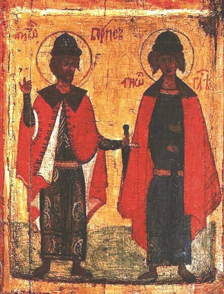 Святые князья Борис и Глеб. Ярославская икона. 16 век
