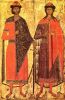 Святые князья Борис и Глеб. Московская икона. 14 век 