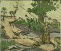 Явление оленя святому Евстафию. Русская бумажная икона. 19 век