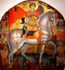 Чудо святого Георгия о избавленнии юноши из плена в житии. Греческая (?) икона. 