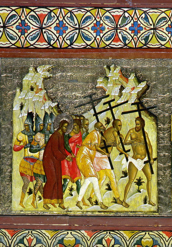 Икона Шествие на Голгофу. Главный иконостас Софийского собора в Новгороде. 16 век 