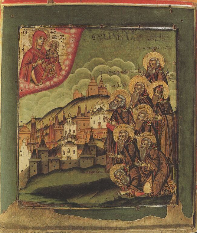 Собор белоезерских чудотворцев. Икона начала 18 века 
