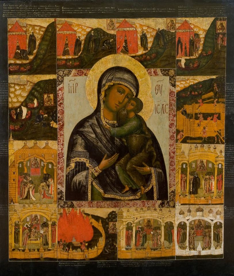 Икона Божией Матери Толгская со сказанием в 12 клеймах. Кострома. XVII век. 