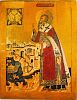 Икона Климента папы Римского со сценами жития на фоне. Пермская икона. Первая половина 17 века 