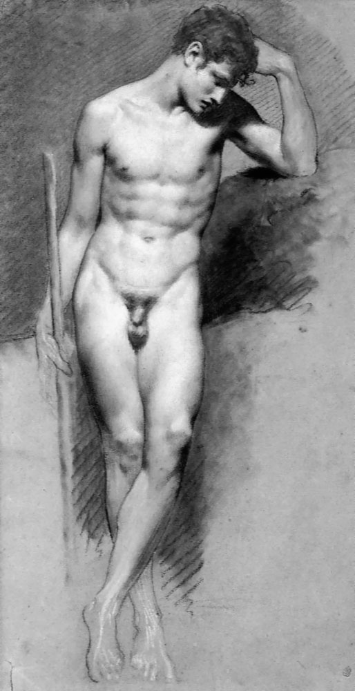 Пьер-Поль Прюдон. Рисунок стоящего обнажённого натурщика.
