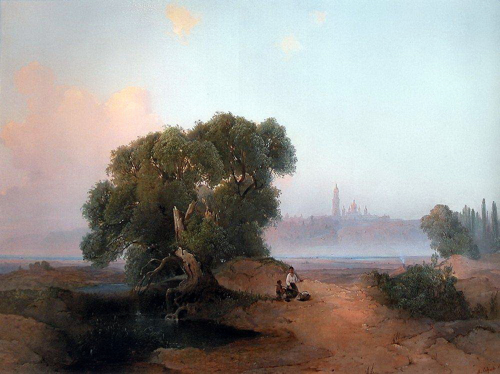 Алексей Кондратьевич Саврасов. Вид Киева с Днепра на Печерскую лавру. 1852