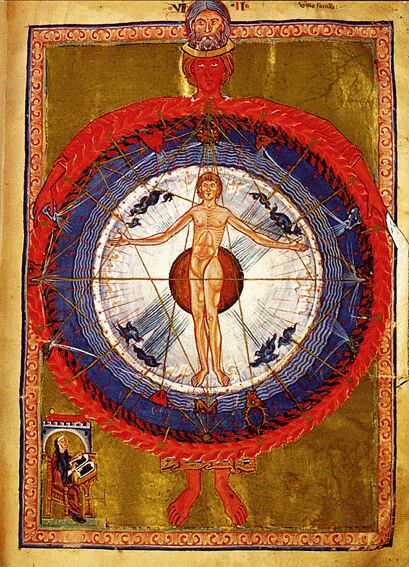 Миниатюра из "Liber divinorum operum" (Codex Latinus 1942. Lucca) Хильдегарды фон Бинген. 13 век 