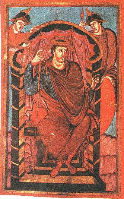 Император Лотарь I. Миниатюра из Евангелий Лотаря. 851