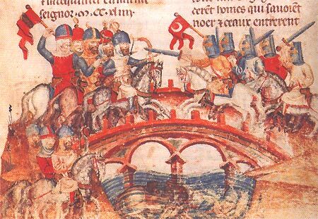 Битва монголов с венграми на мосту через реку Саё 