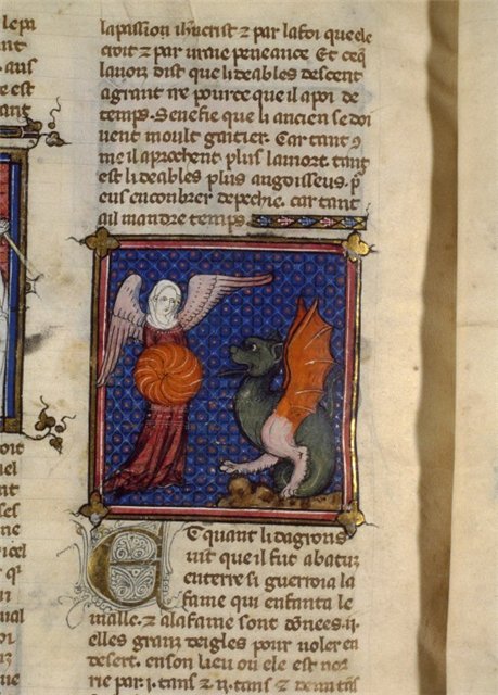 Дева и дракон. Francais 155 fol 198v. Парижская Национальная Библиотека