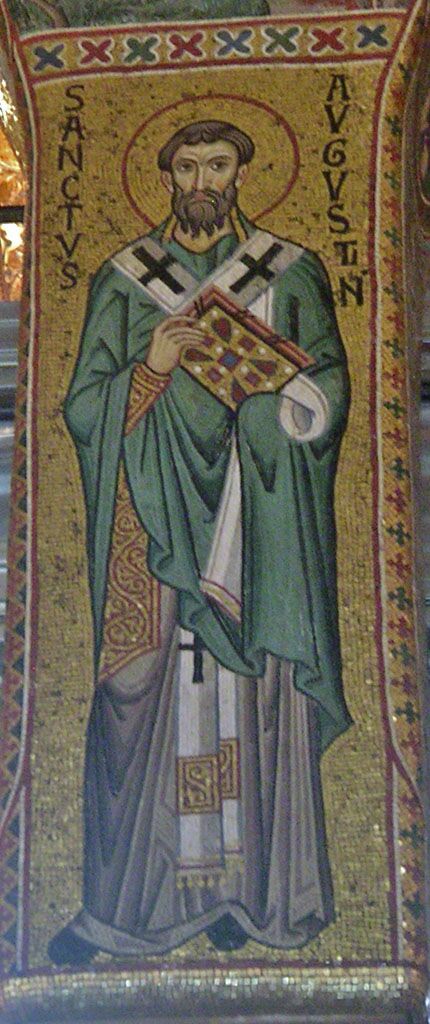 Греческий (?) художник (XII в.?). Святой Августин. Мозаика (Палермо, Капелла Палатина) 