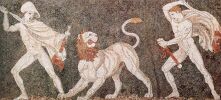 Охота на льва. Мозаика из дворца македонских царей в Пелле 