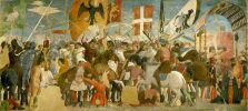 Пьеро делла Франческа. Битва Ираклия с Хосроем. Фреска в Большой Капелле святого Франциска в Ареццо. 1460 