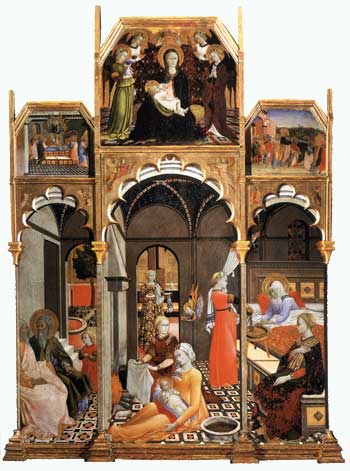 Маестро дель'Оссерванца. Рождество Богоматери. 1430-1433. Asciano, Museo Archeologico e di Arte Sacra