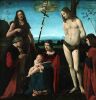 Джованни Антонио Больтраффио. Мадонна с младенцем, Иоанном Крестителем, святым Себастьяном и двумя донаторами. 1500. Лувр