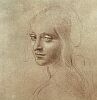 Леонардо да Винчи. Рисунок женской головы к картине Мадонна в скалах