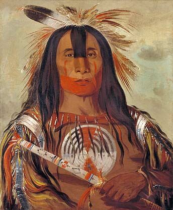 Джордж Кэтлин. Бизонье сало - главный вождь черноногих индейцев. 1832