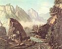 Перестрелка в горах Дагестана. Картина Михаила Юрьевича Лермонтова. Масло. 1837—1838 