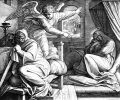 Юлиус Шнорр фон Карольсфельд. Ангел является во сне Иосифу. «Die Bibel in Bildern», 1852—1860 гг.