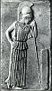 Древнегреческая скульптура. Ранняя классика. Рельефная плита. Афина у пилона, т.н. Меланхолическая Афина. Мрамор. Высота 49 см. Около 460 года до н.э. Афины, Национальный археологический музей. 