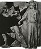 Метопа храма Зевса в Олимпии. Авгиевы конюшни. Геракл и Афина. Около 460 года до н. э. 