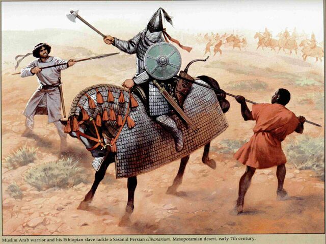 Бой сасанидских клибанариев с арабской пехотой 