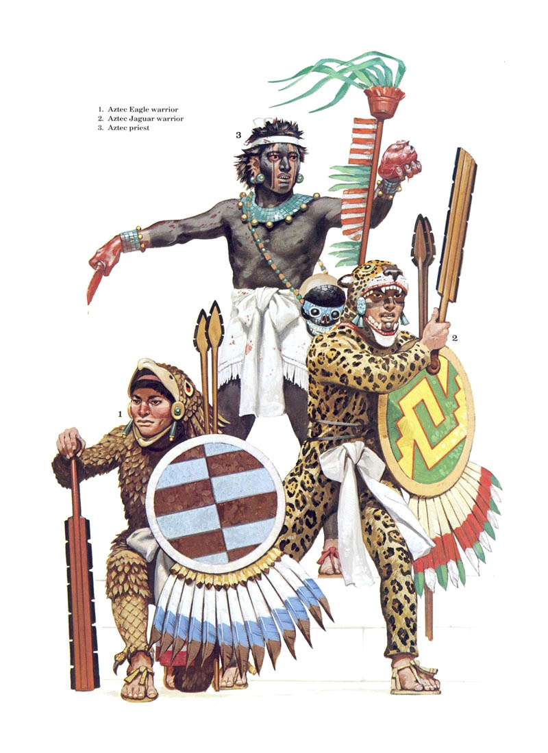 Ацтекский воин-орёл, ацтекский воин-ягуар, жрец ацтеков 