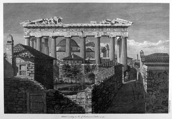Джеймс Стюарт. Общий вид Парфенона. "The Antiquity of Athens", Лондон, 1762 