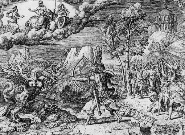 Этьен Делоне (1518/19–1583). Аполлон убивает Пифона. Варшава. Народный музей 