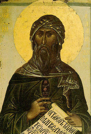 Преподобный Иоанн Дамаскин. Икона 14 века из скита святой Анны на Святой Горе Афонской