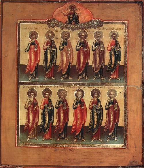 Собор 12 апостолов. Русская икона XIX века 