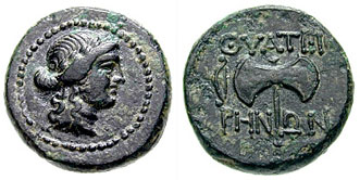 Серебряная монета из Лидии 2 в. до н.э. с изображением лабриса. 