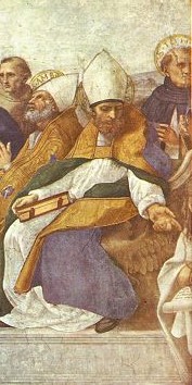 Святой Августин. Фрагмент фрески "Диспут". 1509. Ватикан, Станца делла Сеньятура