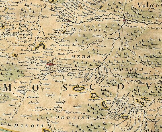 Река Ока на карте "Tabula Russia Vulgo Moscovia", 1680 