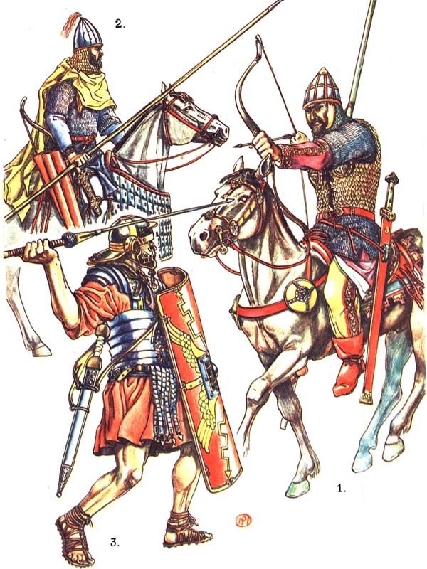Сармато-аланский конный латник, боспорский конный латник, римский легионер