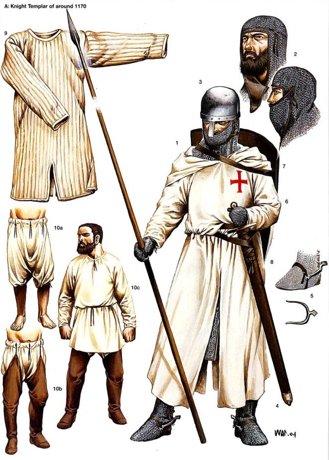 Оружие и снаряжение рыцаря-тамплиера около 1170 г. 