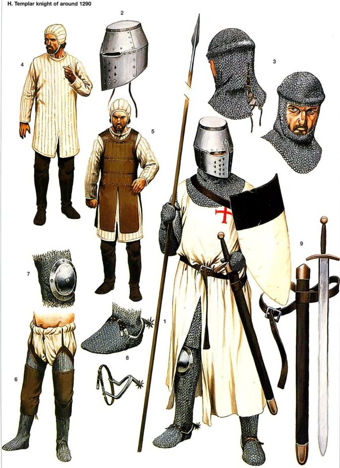 Оружие и снаряжение рыцаря-тамплиера около 1290 г. 