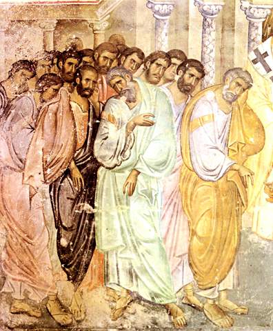 Фрагмент фрески Успение. Сербия, монастырь Сопочани. 13 век
