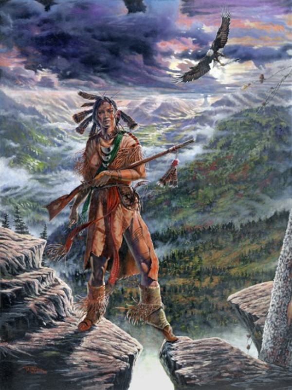 Индейцы чероки. Женшина-воин из племени чероки. Художник Talmadge Davis