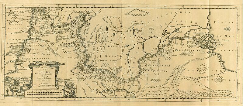Средняя и Нижняя Волга. Карта из книги Питера ван дер Аа (Pieter van der Aa) "Путешествия по Московии" (1659–1733).