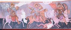 Три святых воина. Фреска в храме Трёх всадников в пещерном городе Эски-Кермен.