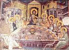 Мануил Панселин. Тайная вечеря. Фреска собора Протата в Карее (Афон)