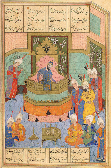 Хосров у императора Маврикия. Иллюстрация к поэме Низами Хосров и Ширин. 16 век 